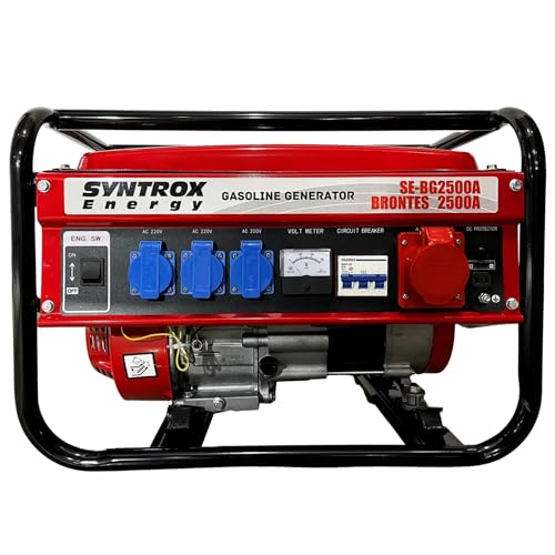 Syntrox Notstromaggregat, Brolso, zuverlässige Energiequelle, Leistungsstark, Effizient, Multifunktional, Stromerzeuger, Camping, Stromspeicher, Benzin Notstromgenerator