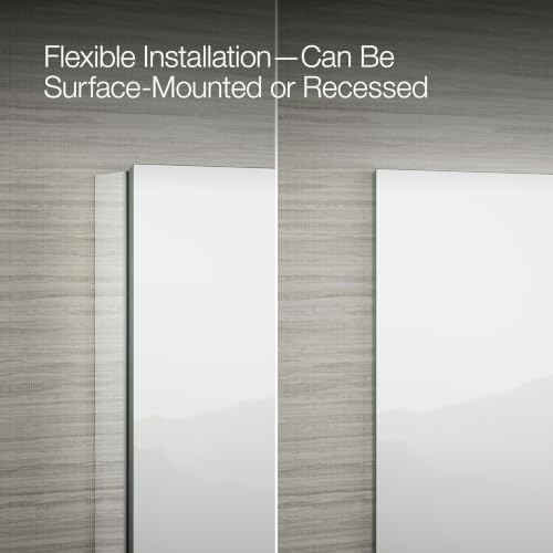 Image of Kohler 55063-NA Embark Slim Medicine Cabinet Mirror, Adjustable Shelves with Mirrored Doors, 25 in. W x 26 in. H