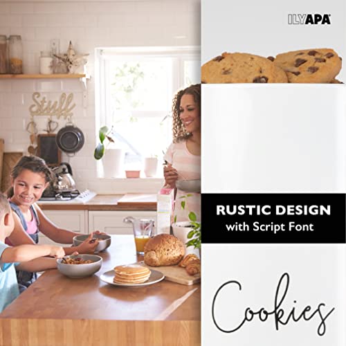 Ilyapa Cookie Container, Cookie Jars For Kitchen Counter Decorative, Old Fashioned Farmhouse Cookie Jar, Galvanized White Nostalgic Metal Cookie Tins With Lids #TOP4
