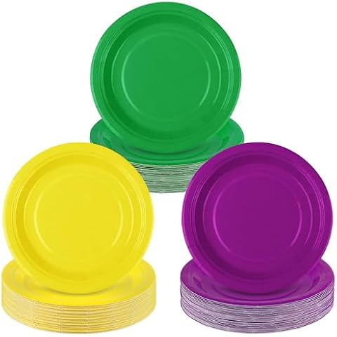 72 Heavy Duty Mardi Gras Paper Plates Cover