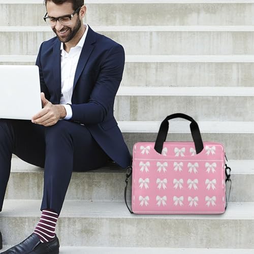 Funda para portátil con diseño de lazos blancos y rosa miniatura 3