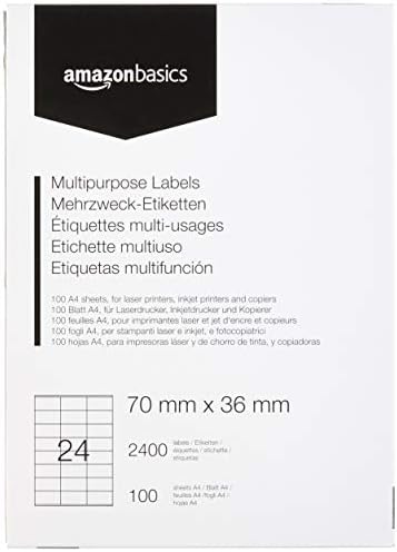 Amazon Basics Multipurpose Address Labels, 48.5mm x 25.4mm, 100 Sheets, 40 Label per Sheet, 4000 Labels