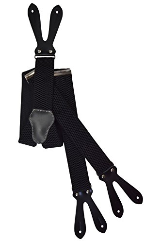 Olata Y Hosenträger zum Knöpfen extra breite Hosenträger 4 cm. Schwarz