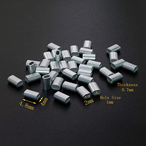Aluminum Cable Crimp Sleeve Cable Ferrule Stop For Snare Wire Rope Clip Swage Trap Barrel Fitting (Hole Size:1Mm) #TOP15