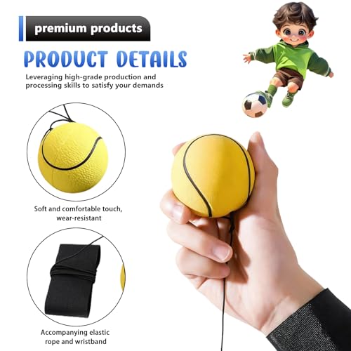 BAIFULAI 12 Stück Springball mit Schnur: Ø 6 cm Ball mit Schnur, Ball mit Gummiband für Handgelenkübungen oder Spielgeschwindigkeits, Basketball/Tennis/Baseball/Fußball(Mehrfarbig)