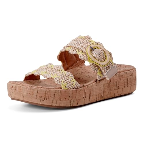 Sandale compensée Subtle Earth Femme en cuir sable confortable