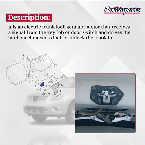 Image of Forwinparts Rear Trunk Latch Lock Assembly for 2008-2013 Nissan Rogue 2005-2007 Murano 2007-2012 Versa 2011-2012 Juke 90502-ZN90A 90502-CA00C 90502-EN000