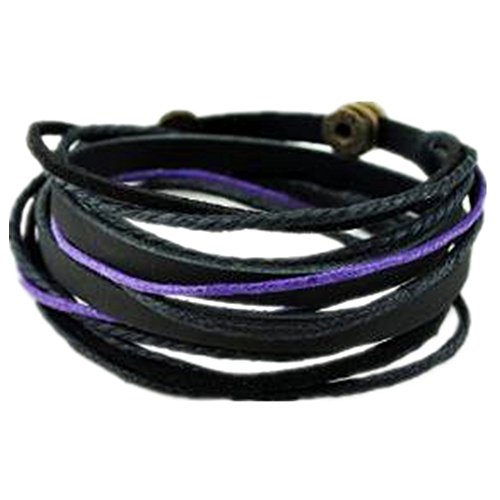 Original Tribe Black Leather Wristband Cuff Bracelet, Black Ropes Bracelet, Women wrap Bracelet, Men wrap Bracelet