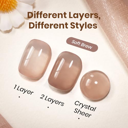 Image of Beetles Brown Jelly Gel Nail Polish - 15ML Full Size Soft Brew Natural Nude Gel Polish Sheer Gel Polish Nail Concealer Soak Off UV French Nail Art Manicure Gift for Women