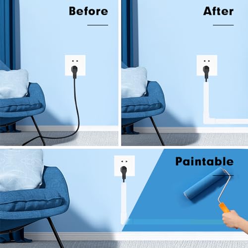 Cord Hider, RAZCC 315 Inch Cable Cover Raceway Kit for Cable Management, Wire Covers for Cords, Cord Covers for Wires on Wall, Simple and Easy Installation, 20 Pack Wire Hider, White - Thumbnail 6