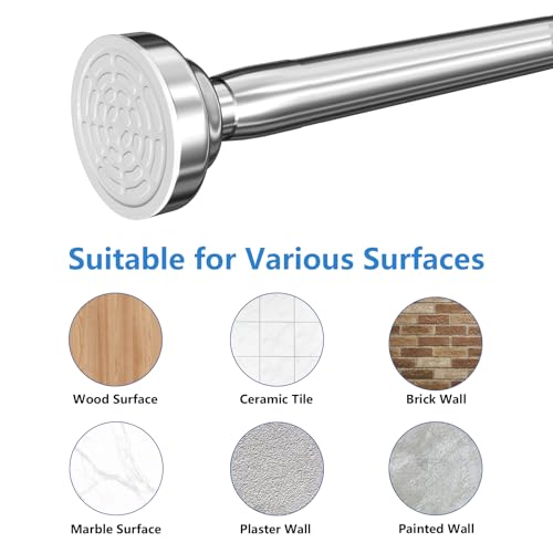 Image of Umimile Shower Curtain Rod, 1 Inch Diameter Adjustable Spring Tension Curtain Rod, 304 Stainless Steel Shower Rod for Bathroom, Windows, Never Rust Non-Slip (Stainless Steel, 42-70 inch)