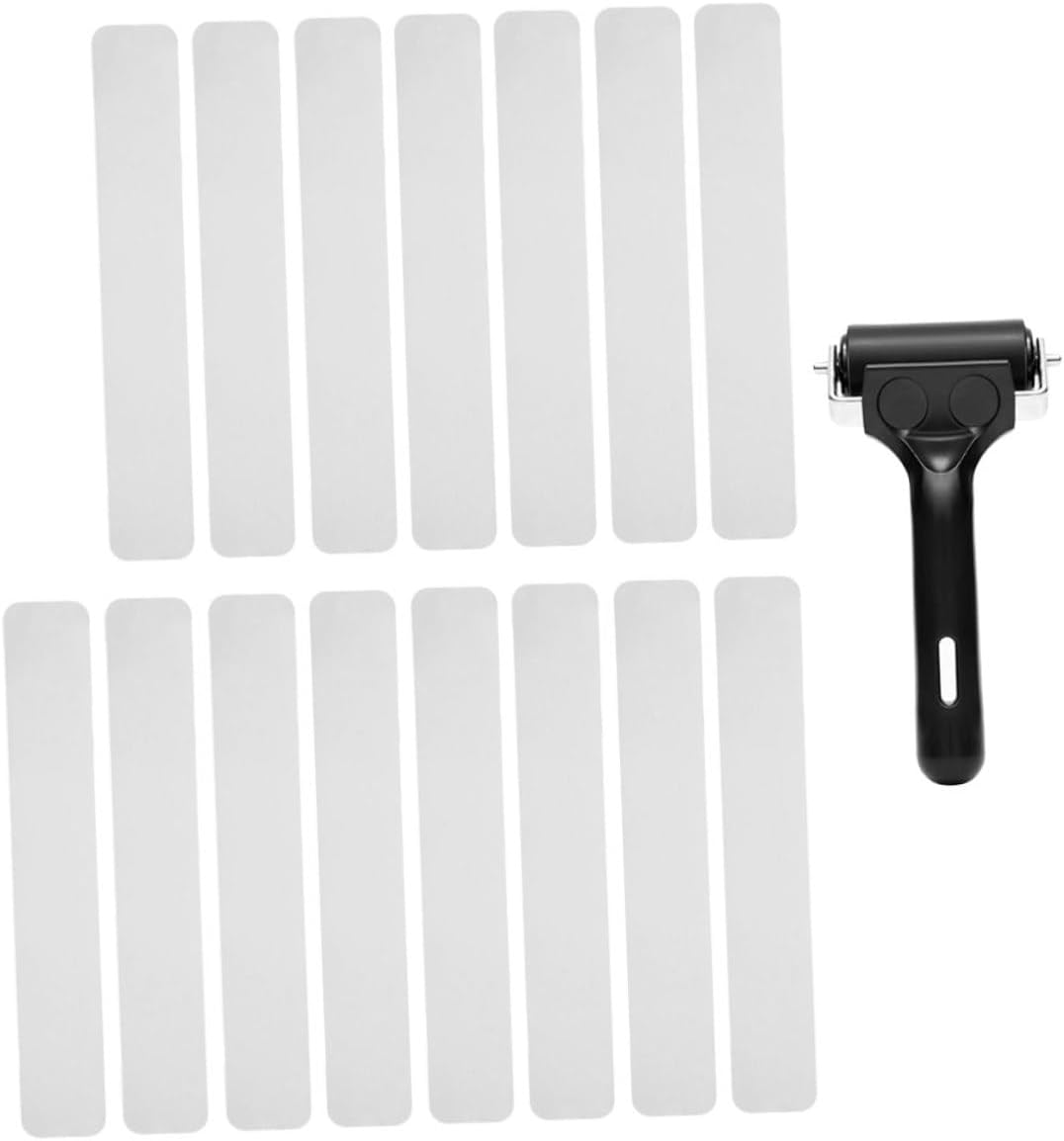 Mipcase Bathroom Anti-slip Tape Strips 4x24in Non-skid Self-adhesive Safety Grip for Stairs, Bathtub, and Floor – 15 Pieces with Roller