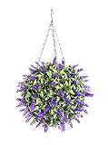 Best Artificial Purple Lavender Lush Long Leaf Flower Topiary Ball (28cm)