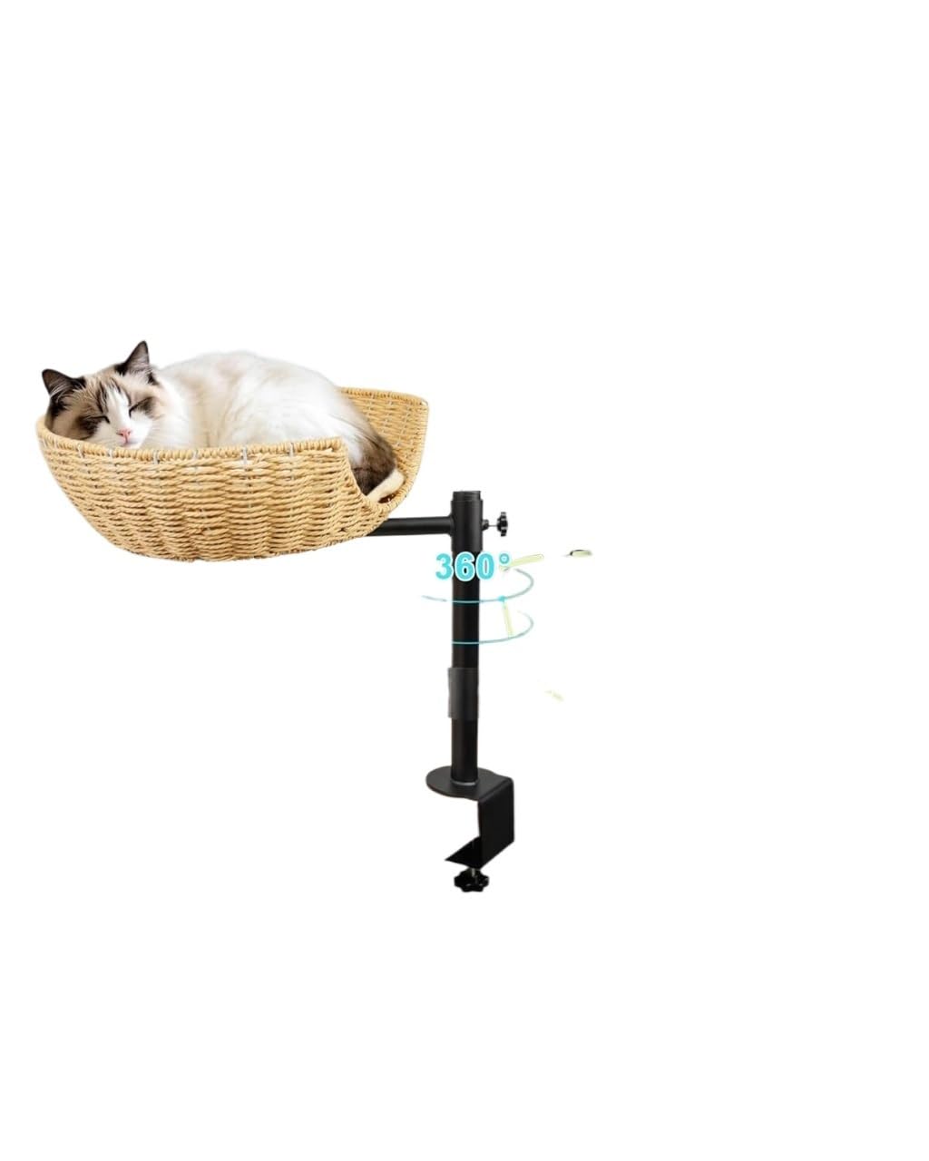 Jucgghk The Exquisite Paper Rope Material 360-degree Rotating Cat Table Bed with Adjustable Steel Frame Height and Artificial Pet Bed is Suitable for Indoor Pet Cats Suitable for Indoor Pets