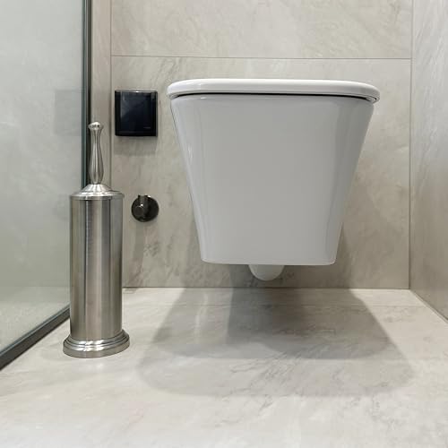 Image of Brushed Nickel Toilet Bowl Brush with Holder, Durable Bathroom Cleaning Tool, Modern Design for Easy Toilet Maintenance, Bathroom Cleaner Brush for Efficient Cleaning and Hygiene