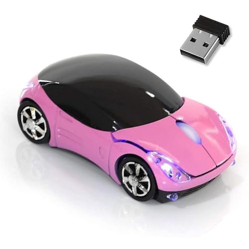 HUGJEPTTY Pink Wireless Mouse1600DPI 2.4G with USB Reciver Car Mouse for Computer Wireless Computer Mouse Wireless USB Wireless Mouse for Laptop Computer Tablet for Windows for Mac OSPink