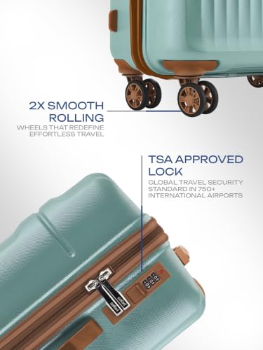 Image of Safari Runner Set of Small and Medium 8 Wheels 55 and 66cm Hard Case Polycarbonate 360 Degree Wheeling System, Trolley Bags for Travel, Suitcase for Travel, Sage Green