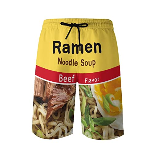 Novelty Swim Trunks For Men, Ramen Noddle Soup Print Funny Quick Dry Board Shorts Swimwear Beach Short Bathing Suits 2Xl #TOP2