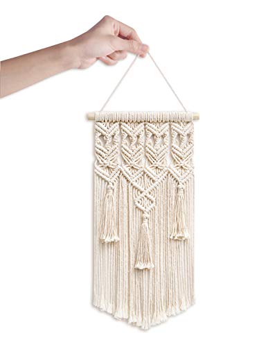 Mkono 2 Pcs Macrame Woven Wall Hanging Boho Home Chic Bohemian Geometric Art Decor - Beautiful Nursery Bedroom Apartment Dorm Room Decoration, Gift For Christmas Birthday, Small Size 18" L X 9.5" W #TOP3