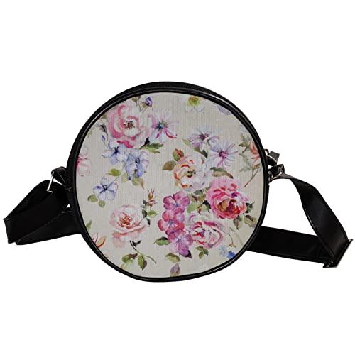 GORDESC Mayflower Sac à main rond à bandoulière pour femme et fille Motif aquarelle