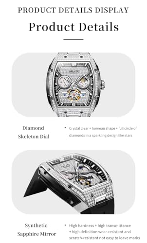 Image of OLEVS GELATU Womens Watches Luxury Automatic Dress Ladies Mechanical Watch Silicone Strap Diamond Fashion Waterproof Self Winding Female Wrist Watch