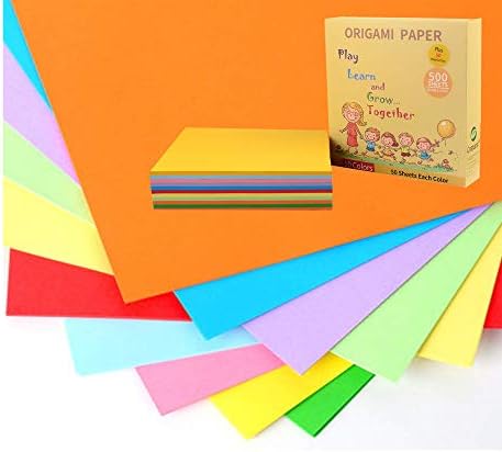 24lb 10 x 10inch 10 Colored Origami Paper Handmade Folding Paper Square Paper for Kids School DIY and Arts & Crafts,100sheets