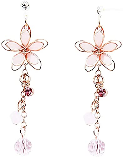 ピアス 和風 花 レディース 人気 大人 18金 K18 金属 アレルギー対応 揺れる 桜 結婚式 琺瑯彩 シンプル ポストピアス 誕生日 プレゼント (花-ピンク-樹脂ピアス)