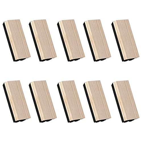 Cvoepobey Paquete de 10 Borradores de Pizarra Borrador de Fieltro de Lana Borrador de Tiza de Madera Sin Polvo Limpiador de Borrador de Pizarra para NiñOs Maestros