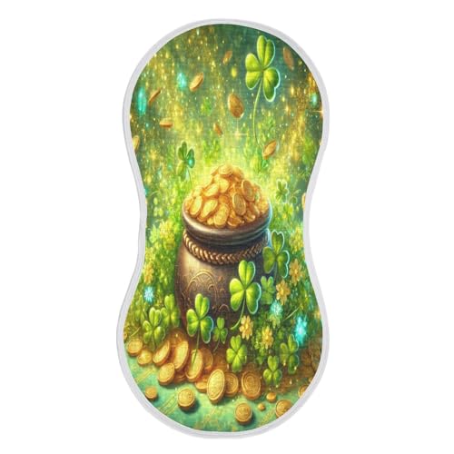 St Patricks Clover Baby Burp Cloths Absorbent Muslin Soft Burp Cloth Rags Cotton Burp Clothes for Girl Unisex Boy Newborn 1 Pack 22x11 Inches