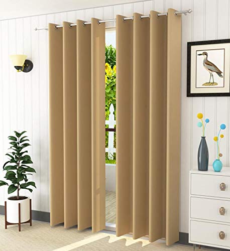 Image of FRESH FROM LOOM Thermal Insulated Black Out Curtains for Window | Room Darkening | Black Out Window Curtains | Noise Reducation (Color Beige | 5 FT Long Set of 2 | Luxurios Edition)