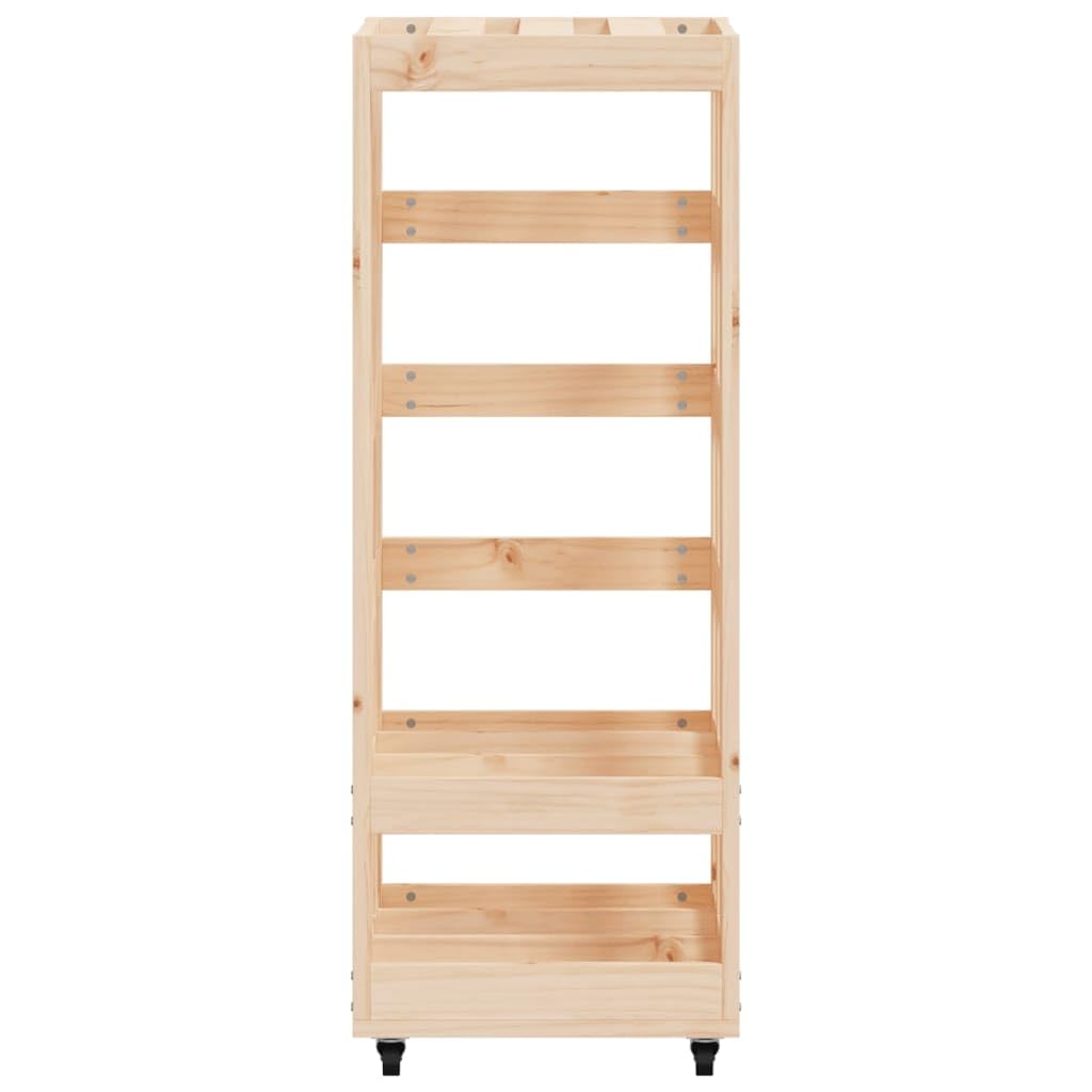 Kaminholzregal mit Rollen 40x49x110 cm aus massivem Kiefernholz für trockene Brennholzlagerung, ideal für Ofen, Kamin, Garten, Terrasse, innen und außen, mit praktischem Transportgestell