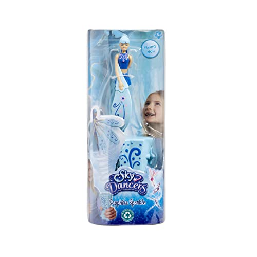 Sky Dancers Sapphire Sparkle | Juguetes voladores | Muñecas | para Mayores de 5 años | No Requiere Pilas, Color Zafiro, Medium (Vivid Toy Group 926059.006)