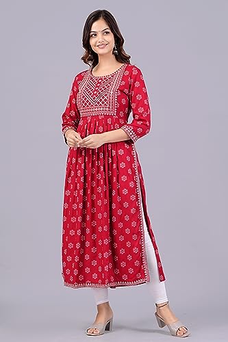 Image of NEW4U Women's Sequin Zari Embroidery Printed Naira Cut Kurti