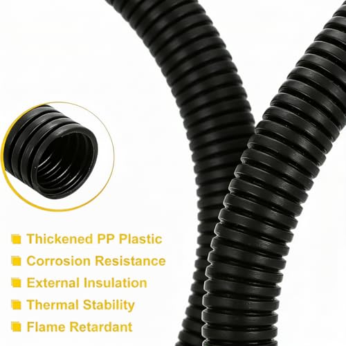 Nizivdy 100FT 1/4" Corrugated Cable Sleeves - Loom Split Tubing Kit, Black Polypropylene Wire Cord Wire Loom Split Tubing for Cable Management and Raceway Organizer by Nizivdy - Image 3
