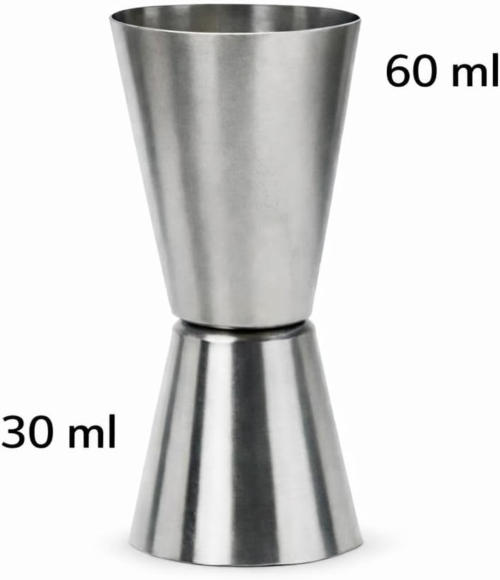 2-Tone Peg Measure Cup, Steel with Plain Finish Peg Measure Cup, 30 ml / 60 ml, Smooth Steel Plain Pack of 2 Pcs. Made Of Steel