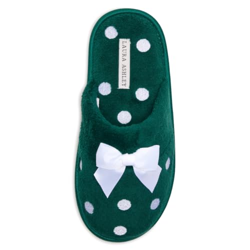 Image of Laura Ashley Ladies Embroidered Soft Terry Plush Scuff Slipper
