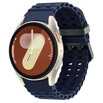 Pulseira marinha para Galaxy Watch 7 de 40 mm e 44 mm - Pulseira esportiva de silicone macio sem lacunas para Samsung Watch 7 6 5 4 mm de 40 mm e 44 mm/6 Classic 43 mm 47 mm/4 Classic 42 mm 46 mm à