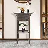 LOONGWEIA Free Standing Altar Table, Retro Chinese Style Altar Table with Drawers Meditation Table with Storage Tier and Auspicious Cloud Carving for Homes Temples Ancestral Halls (26x15.8x39.4 in)