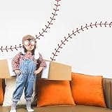 SUPERDANT Baseball Stitching Wall Stickers Baseball Stitching Vinyl Wall Decals Adhesive Sticker DIY Vinyl Art Decorations for Bedroom Living Room 37.8x11.8in 2 Sheets/Set