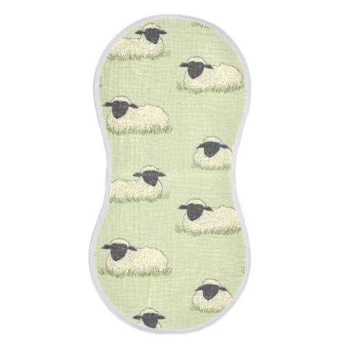 vvfelixl Sleeping Sheep Burp Cloths for Baby Boy Girls Baby Washcloths Burp Rags 1 Pack