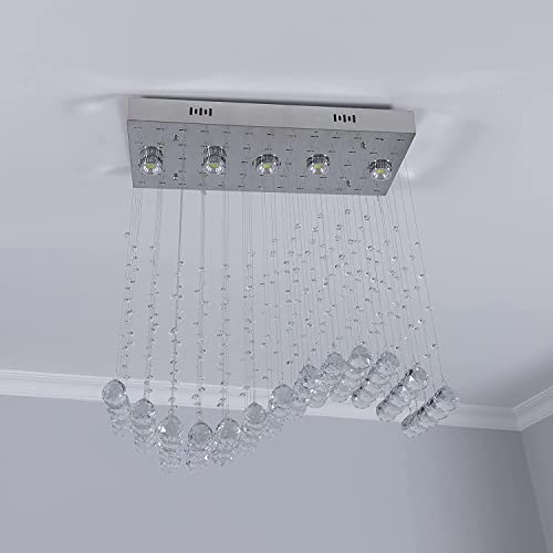 Image of CRYSTA WORLD Raindrop K9 Crystal Modern Chandelier for Living Room /Bedroom /Hall, (Wew, L22 /W5 /H18)