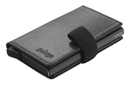 PULARYS Mini Wallet BONO - Italian Leather - SD Card Slot - Up to 8 Card Slots - Snap fastener - Pen Holder - For Men and Women - Classic Design