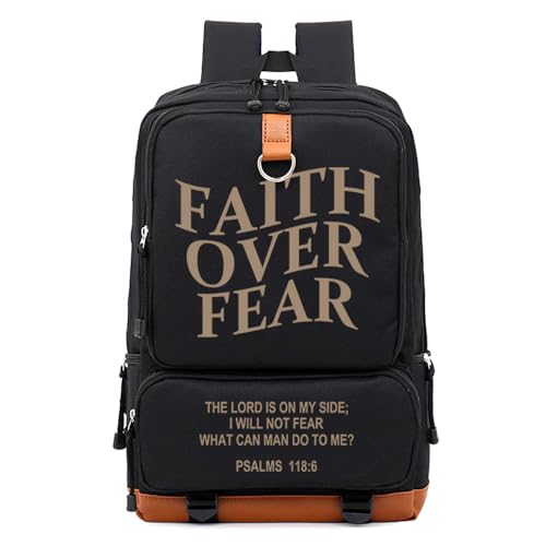 DIOMMELL Faith Over Faith Bible Verses Backpack Canvas Capacity Christian Backpack Laptop Backpack Travel Backpack - Main Image