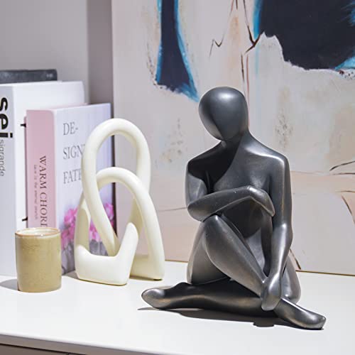 Guichifun Thinker Statue Modern Abstract Sculpture - Resin Collectible Figurines Home Decor For Bookshelf Office Livingroom Table Desktop Housewarming Gifts 8.5 X 5.5 X 9.75 Inch #TOP5