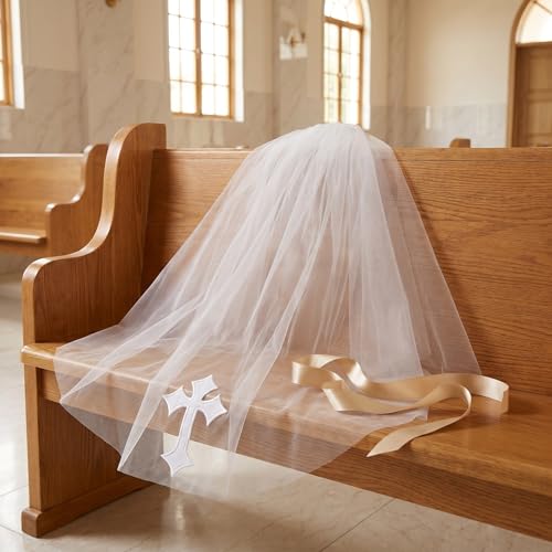 Image of First Communion Veil White Cross For Girls Communion Accessories
