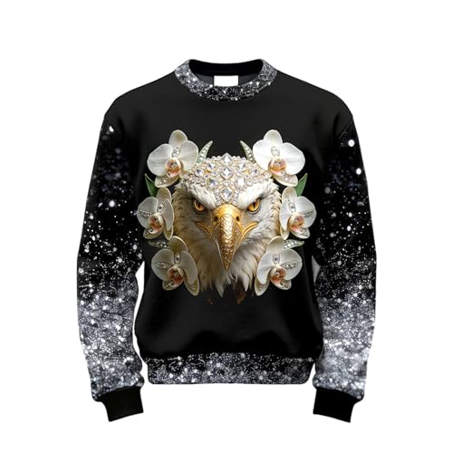 Sudadera de Manga Larga con Cuello y Estampado Animal para Hombre Tejido Polar Ropa Casual Diaria Comoda (Black, M) #191