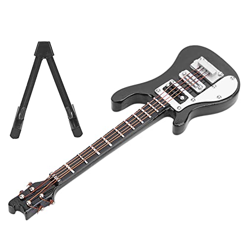 LckCryspho ミニチュア木製エレキギターモデル 赤 10cm ? 音楽愛好者向けデコレーションアイテム ギフトに (ブラック)