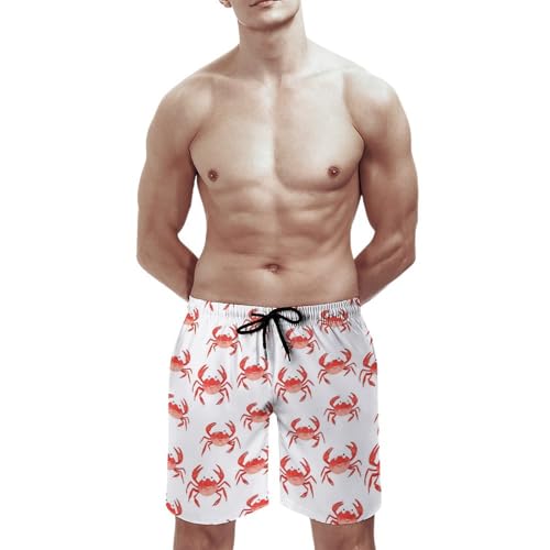 Mens Swim Trunks, Cute Crab Red Print Swim Shorts with Mesh Lining Swimwear Bathing Suits Quick Dry2
