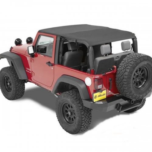 Bestop 5259335 Black Diamond Safari Style Bikini Top for 2010-2018 Wrangler JK 2-Door (Cable Style)