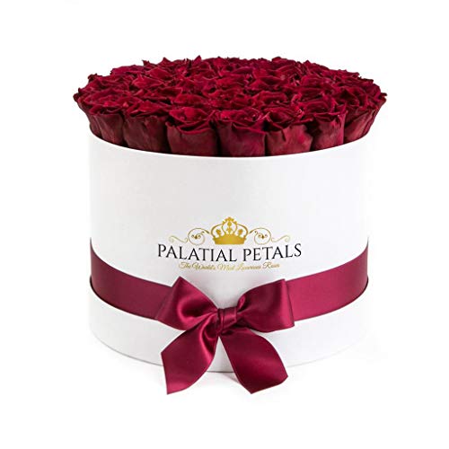 Forever Roses That Last A Year | Preserved Roses In A Box | Box Of Roses | Long Lasting Roses | Rose Bouquet | Eternity Rose Box | Preserved Flower | Box Of Flowers (Red Wine (White Box))